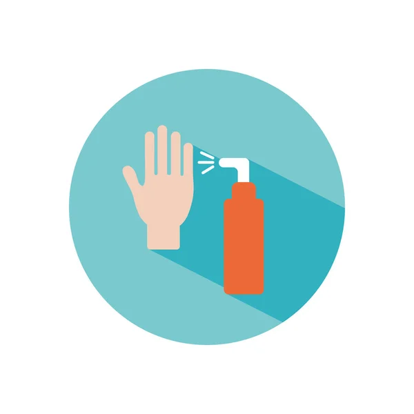 Hand with antibacterial spray can icon, block style — Stock Vector
