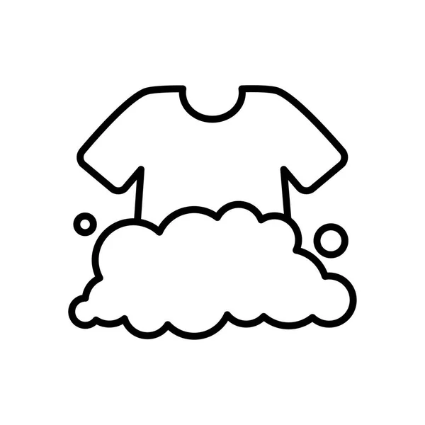 Agua jabonosa y camiseta icono, estilo de línea — Vector de stock