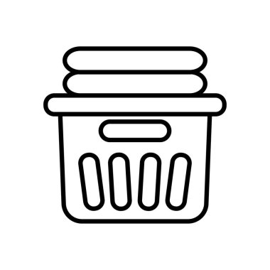 Temiz katlanmış giysi simgesi olan kova, satır biçimi