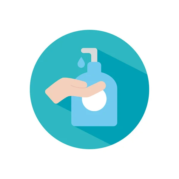 Hand- und Seifenflaschen-Ikone, Blockstil — Stockvektor