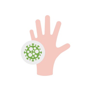 el ve koronavirüs sembolü simgesi, düz stil