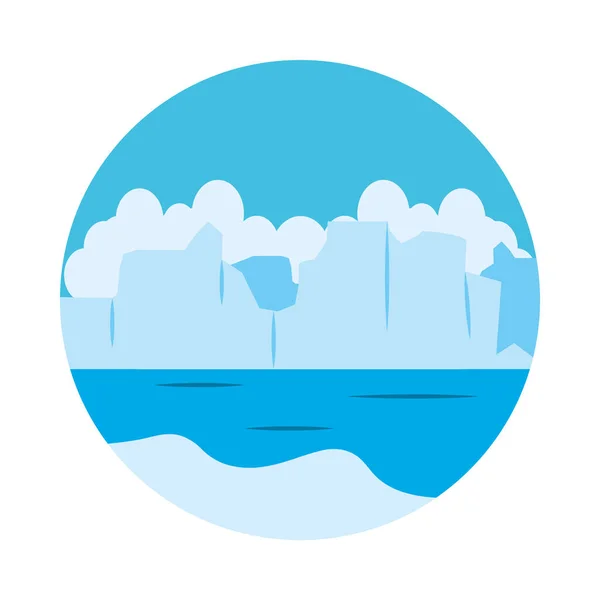 Iceberg icona del paesaggio, stile piatto — Vettoriale Stock