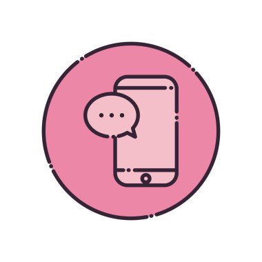 İletişim baloncuğu doldurma biçim vektör tasarımlı akıllı telefon