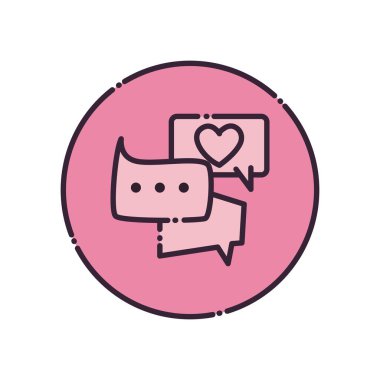 Noktalar ve kalp doldurma biçimi vektör tasarımı ile iletişim baloncukları