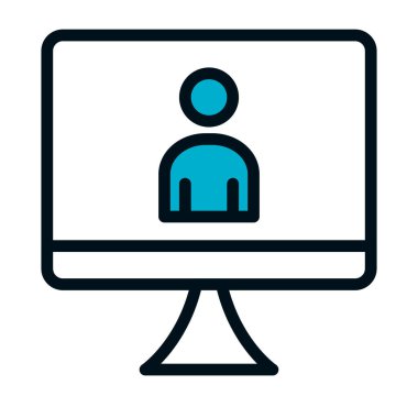 Ekran simgesinde pictogram adam olan bilgisayar, yarı renk yarı satır biçimi