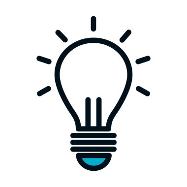 ampul ışığı simgesi, yarı renk yarı çizgi biçimi