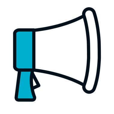 megafon aygıtı simgesi, yarı renk yarı çizgi biçimi