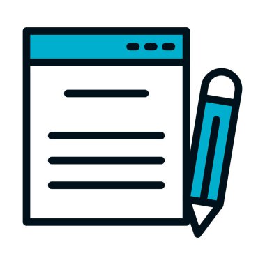 notlar ve kalem simgesi, yarı renk yarı satır biçimi