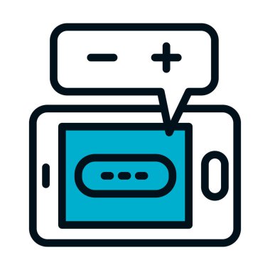 akıllı telefon ve konuşma balonu simgesi, yarı renk yarı satır biçimi