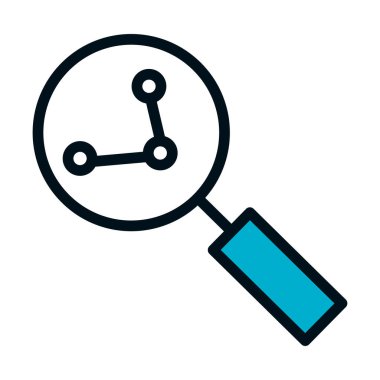 Paylaşımcı sembol simgesine sahip büyüteç, yarı renk yarı çizgi biçimi