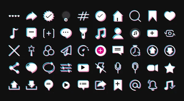 Tik tok aligerar icono de estilo conjunto de vectores de diseño — Archivo Imágenes Vectoriales