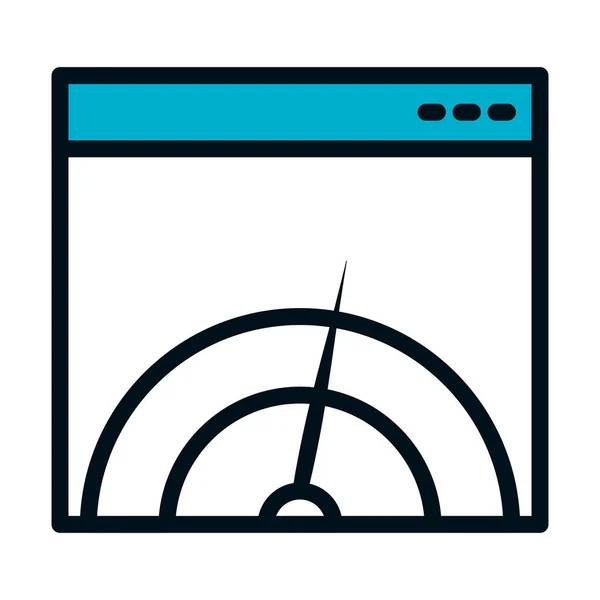 SEO e marketing online concept, pagina web con icona metro, mezzo colore mezzo stile linea — Vettoriale Stock