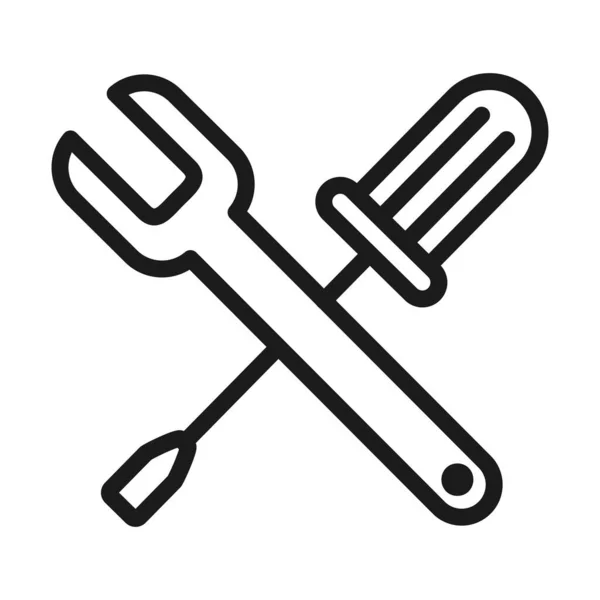 Icône des outils de clé et tournevis, style ligne — Image vectorielle