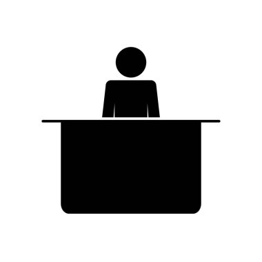 Bir masa simgesinde resim sanatçısı, siluet tarzı