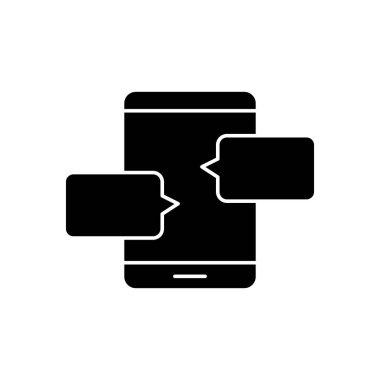 akıllı telefon ve konuşma balonları simgesi, siluet biçimi