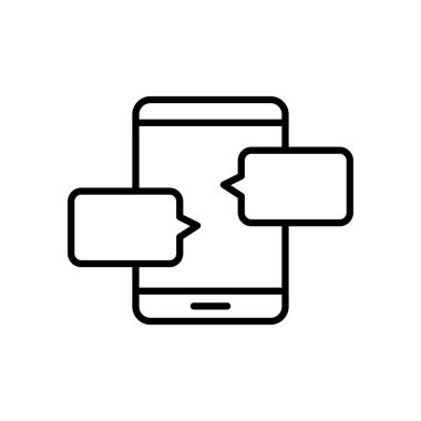 akıllı telefon ve konuşma baloncukları simgesi, satır biçimi