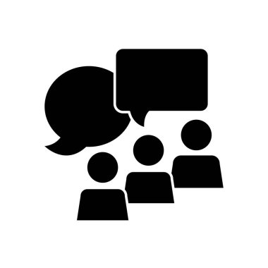 İletişim baloncukları simgesi, siluet biçimi olan pictogram insanları