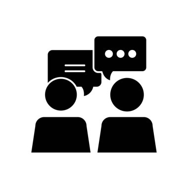 iletişim konsepti, konuşma baloncukları, siluet biçimi olan pictogram insanları