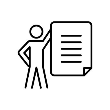 pictogram man ve belge simgesi, satır biçimi