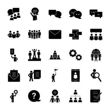 soru işareti ve pictogram insanlar simge seti, siluet biçimi