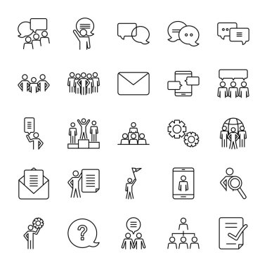 soru işareti ve pictogram insan simgesi seti, satır biçimi