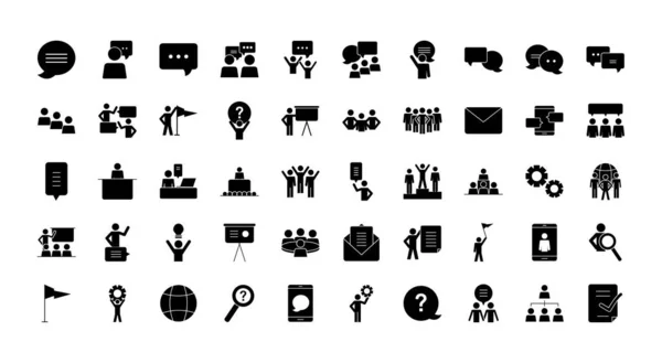 Piktogram ludzie ikona zestaw, styl sylwetka — Wektor stockowy