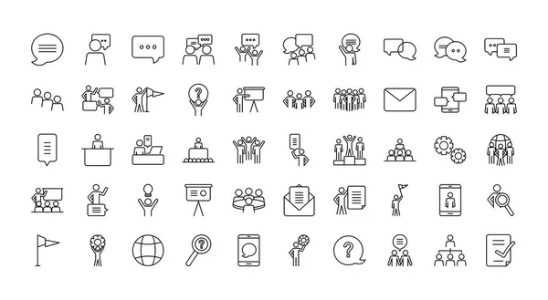 Piktogramm Menschen Icon Set, Linienstil — Stockvektor