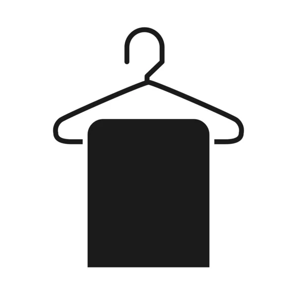Handtuch auf einem Kleiderbügel-Symbol, Silhouette-Stil — Stockvektor