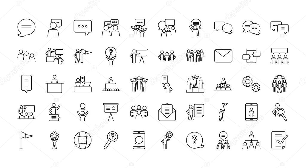 pictogram people icon set, line style