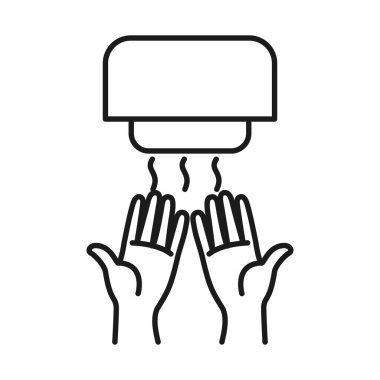 Elleri kurutma makinesi ile kurutan eller, sıra tarzı.