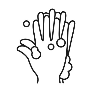 El yıkama konsepti, sabunlu su ikonu ile el yıkama, çizgi tarzı.