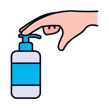 Bir şişe sabunu iten el, sıra ve dolgu stili