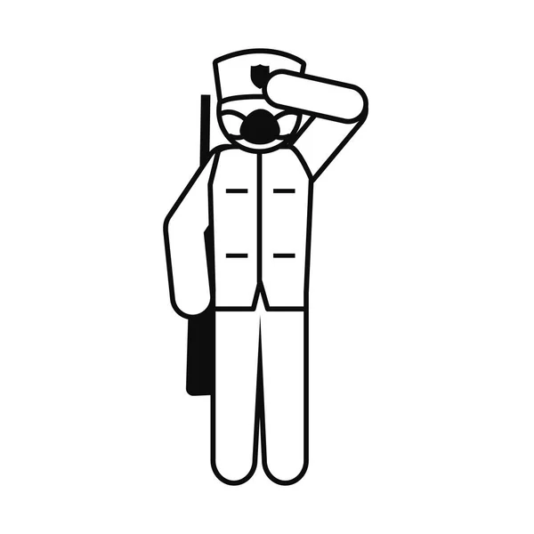 Pittogramma soldato indossando maschera protettiva, stile linea — Vettoriale Stock