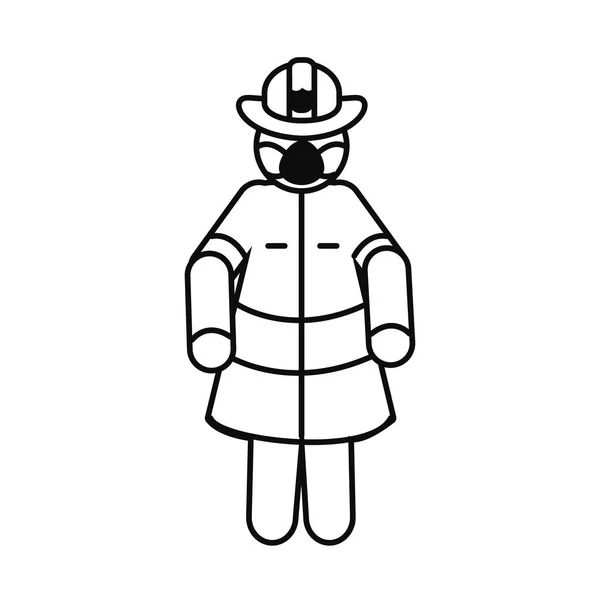 Пожарный пиктограммы с иконкой защитной маски, стиль линии — стоковый вектор