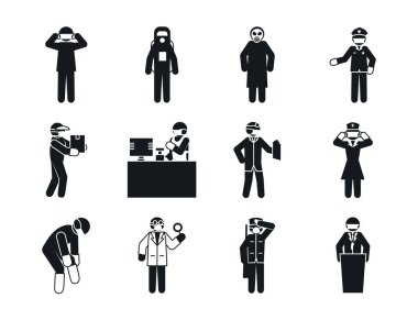 pictogram doktor ve temel işçiler simge seti, siluet biçimi
