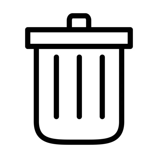 Conceito de símbolos de interface, ícone de lata de lixo, estilo de linha — Vetor de Stock