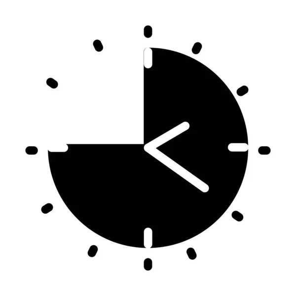 Reloj con sombra de cuarto a doce reloj o cuarto a medianoche, estilo silueta — Vector de stock