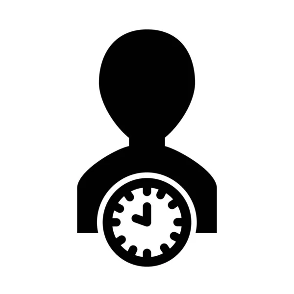 Avatar personne et icône de l'horloge, style silhouette — Image vectorielle