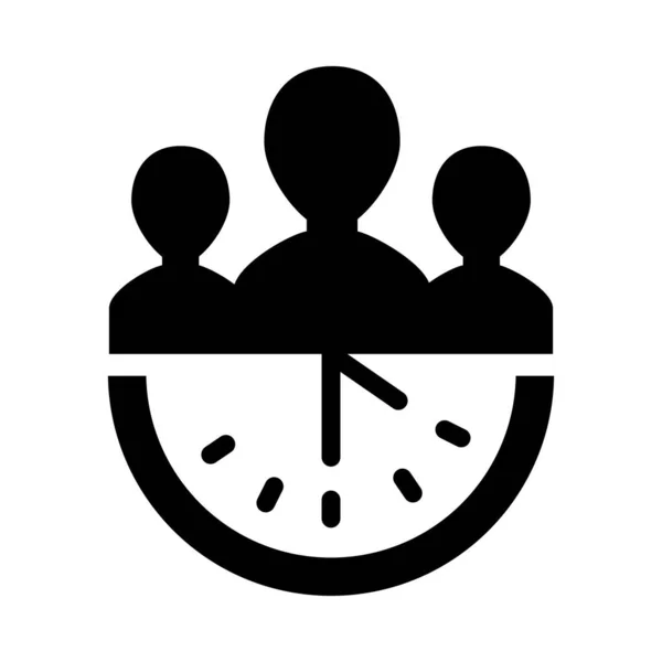 Pictograma personas en medio reloj, estilo silueta — Vector de stock