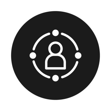 kullanıcı arayüzü kavramı, pictogram avatar ve sosyal medya çemberi etrafında, blok biçimi