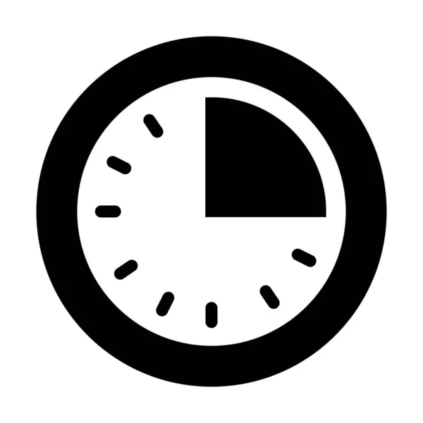 Horloge avec icône quart de heure, style silhouette — Image vectorielle