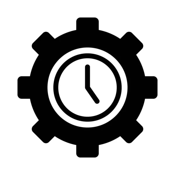 Clock in gear wheel shape icon, silhouette style — Stock Vector