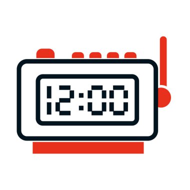 dijital saat simgesi, yarı çizgi yarı renk