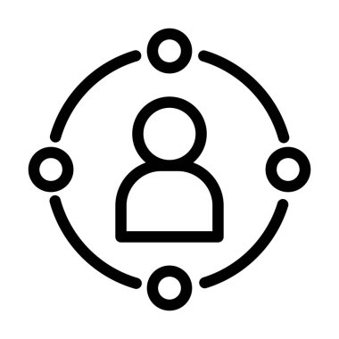 kullanıcı arayüzü kavramı, pictogram avatar ve sosyal medya çemberi etrafında, satır biçimi