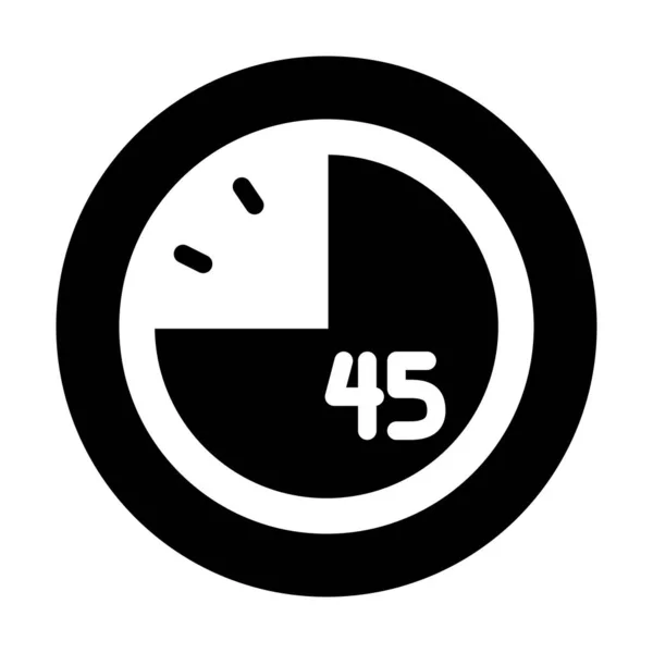 Reloj con 45 minutos, estilo silueta — Vector de stock