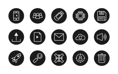 hoparlör ve kullanıcı arayüzü simgesi seti, blok biçimi