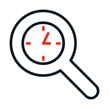 Büyütme cam saat simgesi, yarı çizgi yarı renk