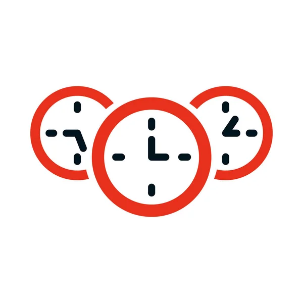 Tempo orologi icona, metà linea mezzo colore stile — Vettoriale Stock