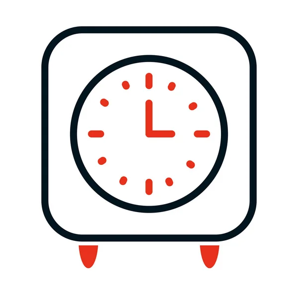 Icono del reloj de mesa, media línea medio color estilo — Vector de stock