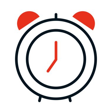 Klasik alarmlı saat simgesi, yarı satır yarı renk